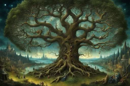 magical fantasy trees, very detailed, amazing quality, etheral, intricate, cinematic light, highly detailed, beautiful by Hieronymus Bosch, 3D , surreal, creepy stunning