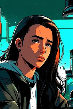A brunette girl in a chem lab gets poisoned undramatically