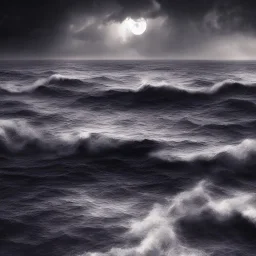 shore, dark, fog, moon, stormy