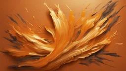 Hyper Realistic Golden-oil-paint-strokes on orange-background with burning-embers on it