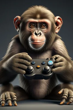 a realistic monkey holding a Xbox controller