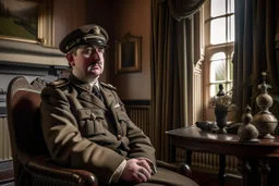 ww1 cop close-up, ww1 mansion living room background