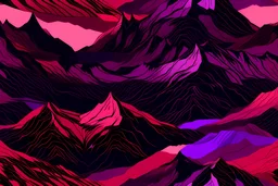 mountain range with red purple and black