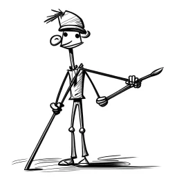 thin stick soldier black and white