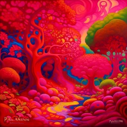 A magenta psychic dream realm painted by Paul Ranson