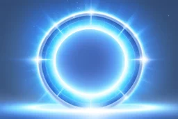 a magic bright portal shine into the cosmo with a big vertical radius of light. the background is white and light blue