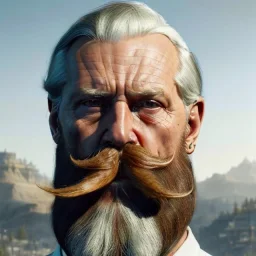 "MIddle aged white human male, with a trimmed but uneven beard, piercing green eyes with slick back hair head and shoulders portrait, 8k resolution concept art portrait by Greg Rutkowski, Artgerm, WLOP, Alphonse Mucha dynamic lighting hyperdetailed intricately detailed Splash art trending on Artstation triadic colors Unreal Engine 5 volumetric lighting Splash art fantasy"