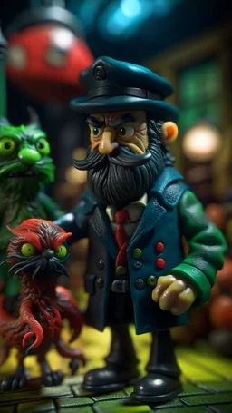 haloween portrait of Cthulhu postman pat and his nightmare cat, shot on Hasselblad h6d-400c, zeiss prime lens, bokeh like f/0.8, tilt-shift lens 8k, high detail, smooth render, down-light, unreal engine, prize winning