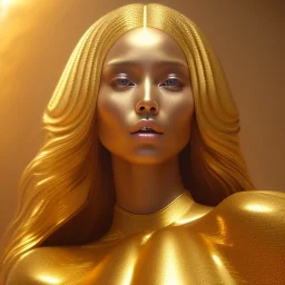 beautiful cosmic golden woman, long hair, nice smiling, magic glamour make up, delicate colors, beautiful glamour galactic golden dress, ultra sharp focus, 8k, unreal engine 5, extremely sharp detail, light effect, soft light atmosphere of a spaceship, smooth, full of details, face in front, complete vision of body