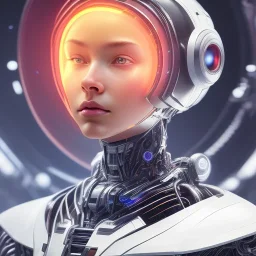 cosmos masterpiece, humanoid cyborg robot, sango fantasy, fantasy magic, sharp focus, illustration, highly detailed, digital painting, concept art, matte, artgerm and paul lewin and kehinde wiley, full figure, fit in board, cyber punk, pretty accurate hands face fingers, natural aye, fit within portrait