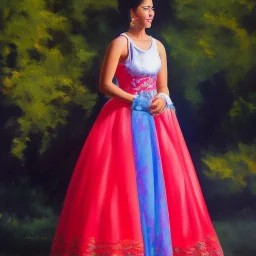 Full body portrait, painting, medium shot lady Camp