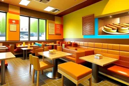 fast food restaurant and the colors for it is brown and but don't put chairs