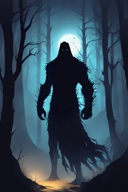 dnd, wraith {male, transparent, headless, glowing, barbarian, spooky, scary}, woods, night, spooky, halloween, fantasy