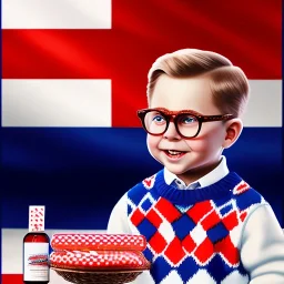 ralphie peter billingsley glasses, boy in argyle sweater holding a (red soap bar)