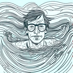 Draw me a swimmer in the style of line art who writes TRY