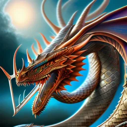 Epic Drawing of Dragon and rider wyrm with scales colorful on Elk Caravaggio 4k