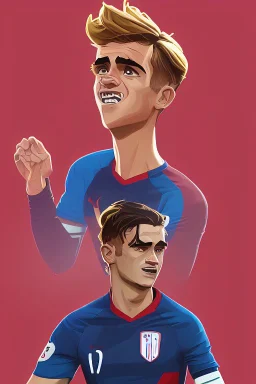 Antoine Griezmann French football player ,cartoon 2d