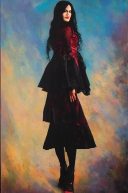 Full body portrait, painting, medium shot lady MidwestGothic