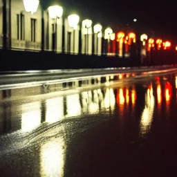 wet road with reflection at night