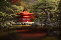 a ancient japanese temple in the middle of a forest mear a small river, extremely highly detailed, high quality, 8k hdr, octane render, unreal engine 5, hyperrealistic, concept art, trending on artstation, dramatic lighting, cinematic, high coherence, path tracing, ruins, clouds in the sky, singular building, centered