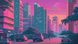 soothing 80s Japanese city ,