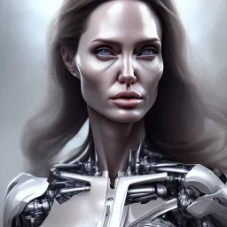 portrait,perfect face angelina jolie robot,realistic, intriacte detail, sci-fi fantasy style, volumetric lighting, particales,highly detailed,cinamatic, deep colours,8k