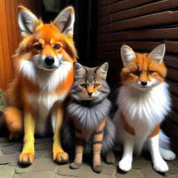 dog and cat and fox