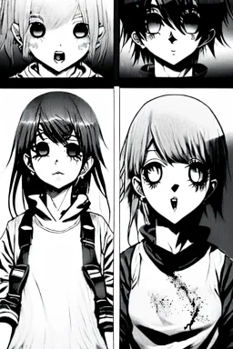 Manga page, greyscale, horror