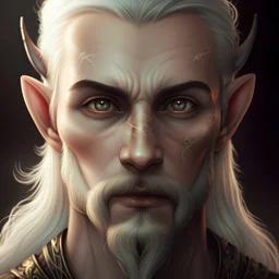 an archfey with long ears beard and sharp eyes