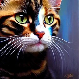 portrait of beautiful Cat painting by Brom , oil on canvas, cinematic composition, extreme detail,fit full head inside picture