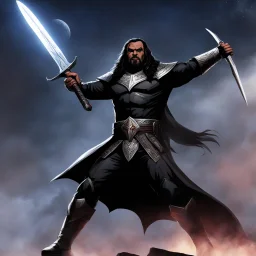 gangsta klingon rises his Bat'leth above his head, he has his feet on his victim