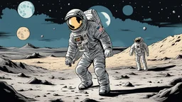 comic style, Moon landing