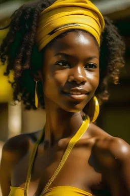 A Picture of a African Women in A Yellow Bikini