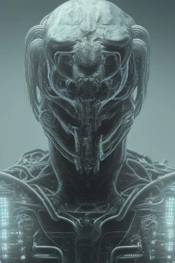 evil berserker, alien, tron, head, bitcoin eyes, 8k, finely detailed, dark light, photo realistic, hr giger, cyberpunk