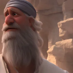 An old man with a long beard old Arabic and white Turkish turban feature ray tracing 4k realistic