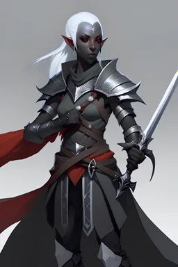 Drow elf wearing Christmas simple leather holding a great sword with both hands