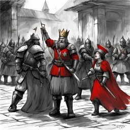 The interrogation grows more violent. A woman screams as someone strikes her across the face. Children sob behind their parents' backs. Whatever the Red Crown is searching for, they're not leaving witnesses behind. One of the townsfolk suddenly breaks and points northeast, his voice cracking with desperation. The armored soldier follows the man's gesture and barks an order. Three of his men immediately break away, heading in the direction the villager indicated. The remaining operatives maintai
