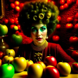 Odd movie shot, odd, hot, ultra realistic, dine, vivid apple, ultra realistic odd women, organs, teqtrew, hypermaximalist figures, light, 1970's Italian odd movie, sinister, Minicario Ceffini style, photography by Stenk Juttparry, ornate, 4k, photorealism