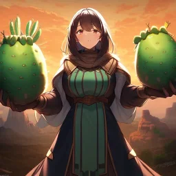 anime real life like cactus in the desert in arizona, grand canyon,anime, large hands wrapped around cactus