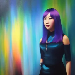 Full body portrait, painting, medium shot lady DualKawaii Cyberparadism