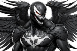 Venom crow in 8k anime realistic drawing style, black wings, close picture, apocalypse, intricate details, highly detailed, high details, detailed portrait, masterpiece,ultra detailed, ultra quality