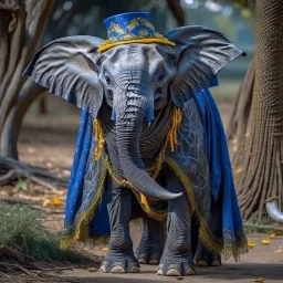 An elephant dressed as a witch