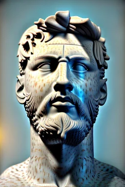 Ultra Realistic image, Roman sculpture, white marble material, Lionel Messi, gold Laurel wreath, gold ornaments, chisel style, waist up portrait, epic, celestial, cinematic lighting, God light, god rays, 4k resolution, smooth details, ornate details, soft lighting, unreal engine 5, marble background.