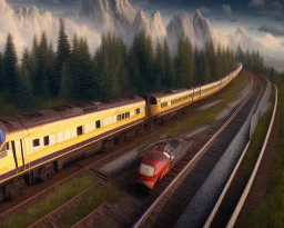 landscape of a train pulling into a station, hogwarts express, platfrom 9 3/4, dynamic lighting, dynamic movement, DSLR, panorama, wide-angle lens, perspective