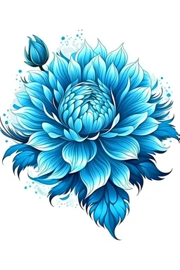 SEA BLUE flower VECTOR illustration defined and detailed with white background