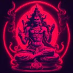 God shiva Demonic image in neon red color pallet