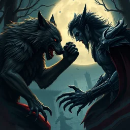 Werewolf vs Vampire realistic fantasy grimdark