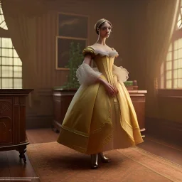 Full body, 3d render, Emma mackey, 1800's women style, 1800'hair style, 1800's women dress style, hyper realistic, octane render, unreal engine 5, 8k, palace background, uhd