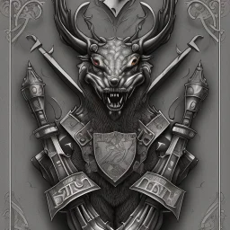 coat of arms of a dark city of blacksmith vampires with tatoos, very detailed