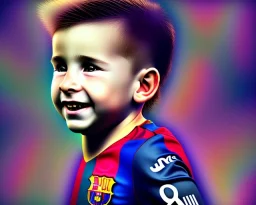 Lionel Messi as a baby, baby face portrait, realistic, smile, 8k resolution